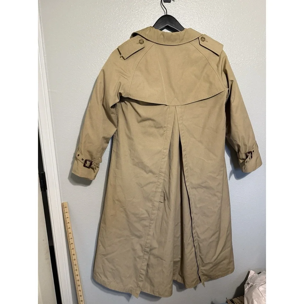 Vintage Tan Canvas Trench Coat With Wool Blend Removable Liner Unbranded Size 6 - Picture 10 of 11